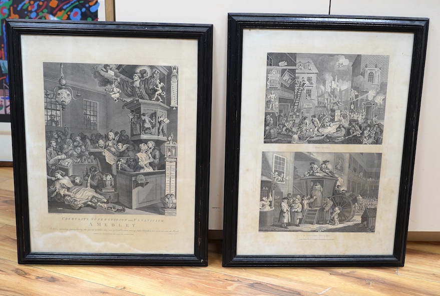 After William Hogarth FRSA (1697-1764), two engravings, ‘A Medley’ publ. 1798 and ‘The Times’, ‘A Country Inn’, publ. 1800, 56 x 40cm. Condition - fair